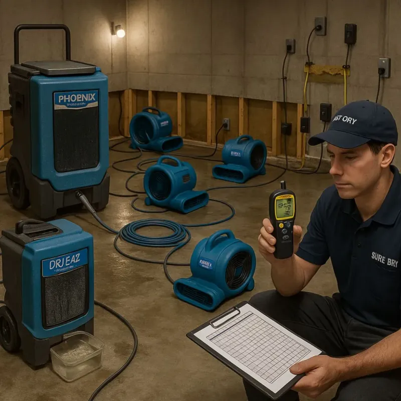 Structural Drying and Dehumidification process in Lindsay, TX